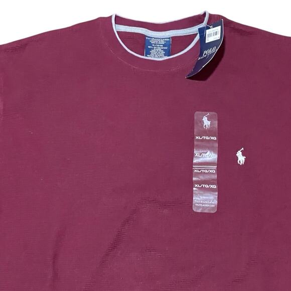 Polo Ralph Lauren NEW Shirt XL Maroon Sleepwear Long Sleeve Pull Ov Waffle Knit - Picture 4 of 7